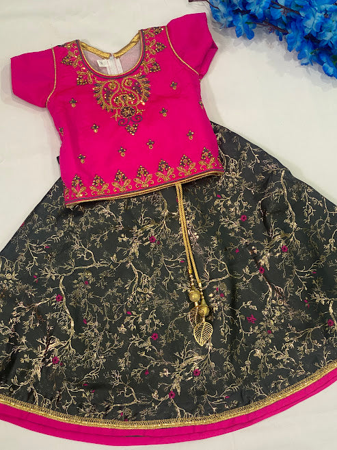 Elegant Pink Color Designer Kids Lehenga Choli Near Me