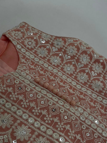 Peach Color Chiffon Palazzo Suits In Suncity