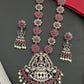 Temple Design Stone Studded Goddess Lakshmi Pendant Necklace Set With Earrings in USA