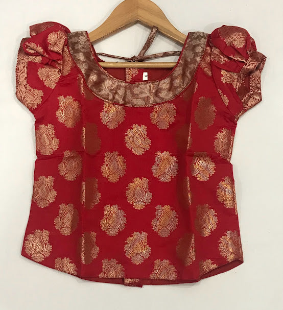 Gorgeous Maroon Color Floral Design Silk Langa Set For Girls In USA