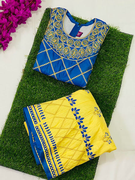 Blue With Yellow Color Lehenga Choli For Kids In Gilbert