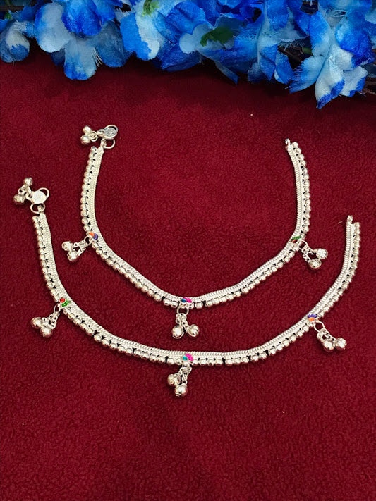 Attractive Alloy Silver Color Anklets With Beads For Women