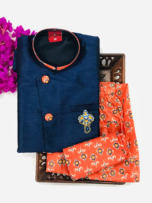 Appealing  Blue Colored Kurta With Dhoti Style Pant For Kids In USA