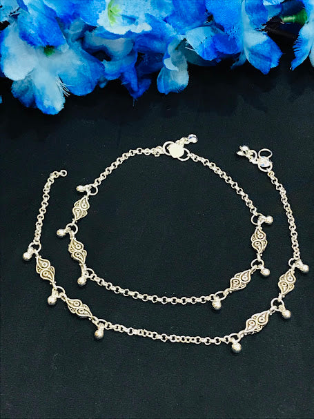 Dazzling Alloy Chain Anklet With Beads For Women