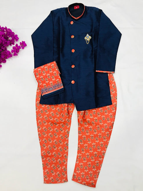 Delightful Dark Blue Color Kurta  For Kids 