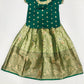 Charming Green Color Designer Silk Langa Set For Kids