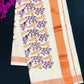 Traditional Kerala Cotton Saree With Leaf Brocades And Copper Zari Border