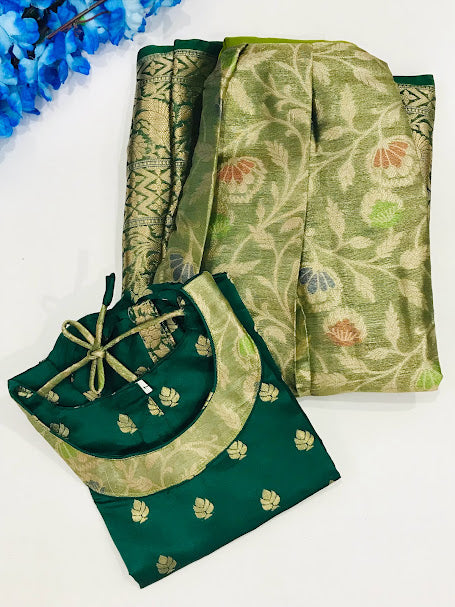 Green Color Designer Silk Langa Set  Near Me