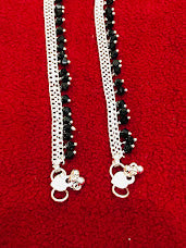 Chain Alloy Anklet With Black Beads  IN USA