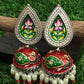 Hand Painted Oxidized Jhumka Earrings in USA