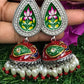 Red And White Beads Silver Plated Hand Painted Oxidized Jhumka Earrings Near Me