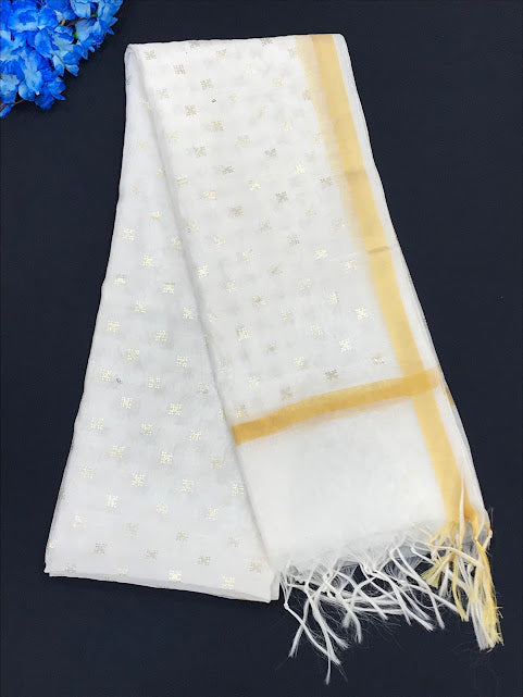 Delightful White Colored Cotton Dupatta For Women's