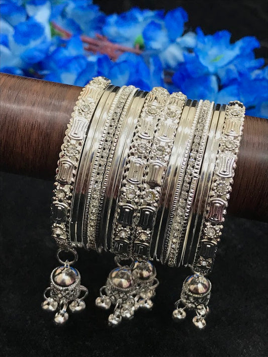 Attractive Silver Color Jimiki Chain Model Bangles For Women