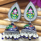 Trendy Blue Color Floral  Jhumka Earrings in USA
