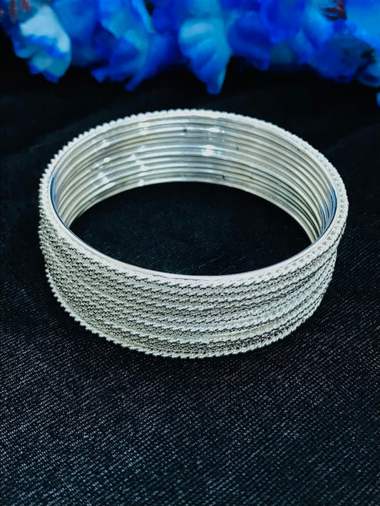 Dazzling White Color Metal Bangles For Women 