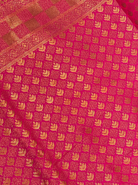 Blue Color Saree Gold Zari Work With Pink Pallu In Chandler