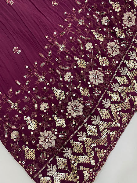 Wine Color Choli Set In Mesa