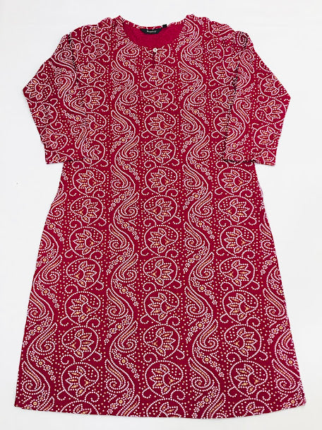 Charming Maroon Colored Floral Designed Kurti For Women