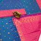 Beautiful Blue Color Gold Zari Work Soft Silk Saree In Tempe