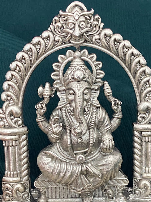 925 Antique Silver Ganesa Statue With Arch - 2.5 Inches Near Me