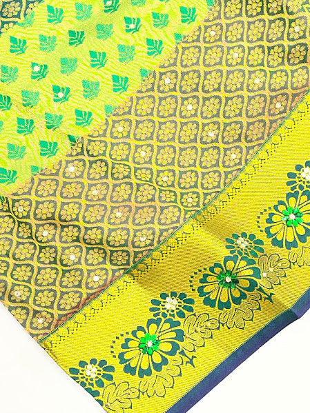 Maroon And Green Color Langa Set In Yuma