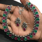 Multicolor Stone Studded Oval Shaped Designer Oxidized Necklace Set With Matching Earrings Near Me