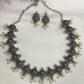 Silver Plated oxidized Necklace Set With Earrings in Flagstaff