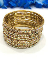 Fantastic Gold Color Gold Plated Bangles With White Stone For Women