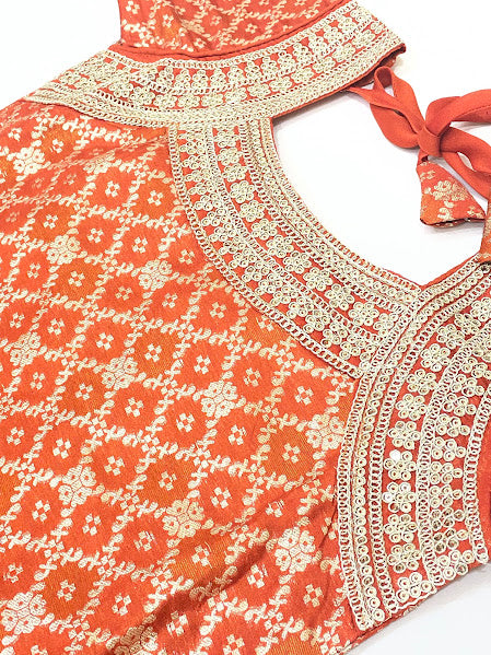 Orange Color Palazzo Suits With And Sequins Work In Chandler