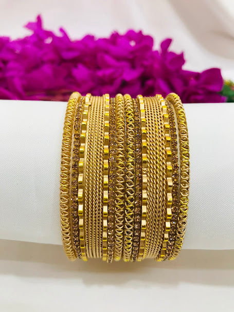 Gold Color Metal Bangles Set For Women Near Me