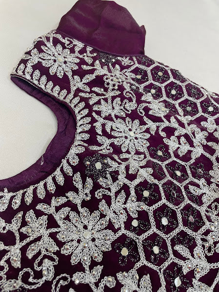 Wine Color Choli Set With Mirror Work In Mesa