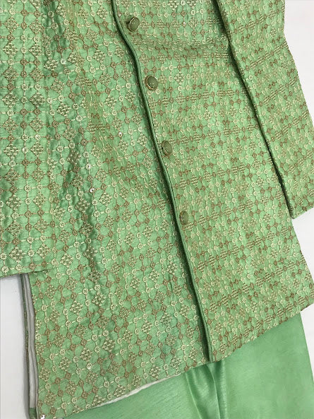 Embroidery Work And Pista Green Colored Pajama In Casa Grande