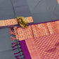 Gray Color Soft Silk Saree With Contrast Rich Pallu In Mesa
