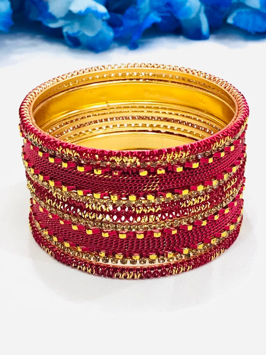 Exclusive Red Color Design Metal Bangles For Women