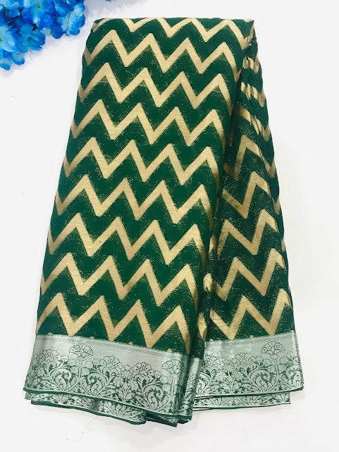Appealing Green Colored Georgette Saree For Women