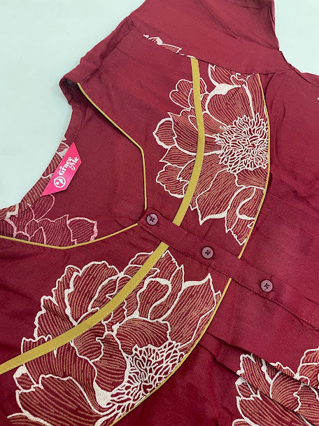 Maroon Color Rayon Nighty In Suncity