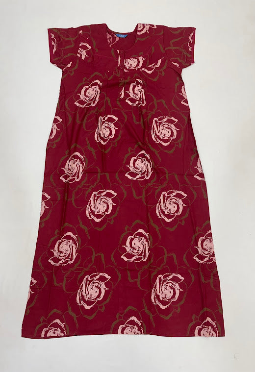 Amazing Maroon Color Rayon With Printed Work Nighty For Women