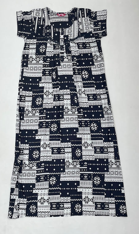 Wonderful Bluish Gray Color Rayon With Printed Work Nighty For Women