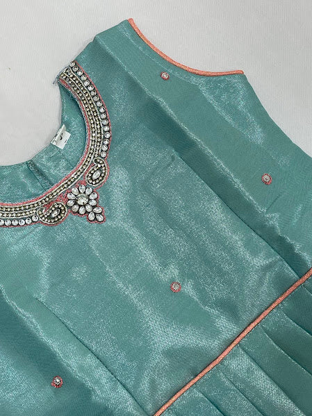 Green And Peach Color Art Silk With Langa Sets In Mesa