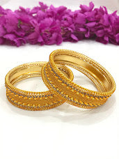 Pleasing Yellow Color Metal Bangles For Women Near Me