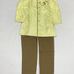 Lovely Light Yellow Colored Silk Cotton Kurta With Pajama Pant Sets For Boys