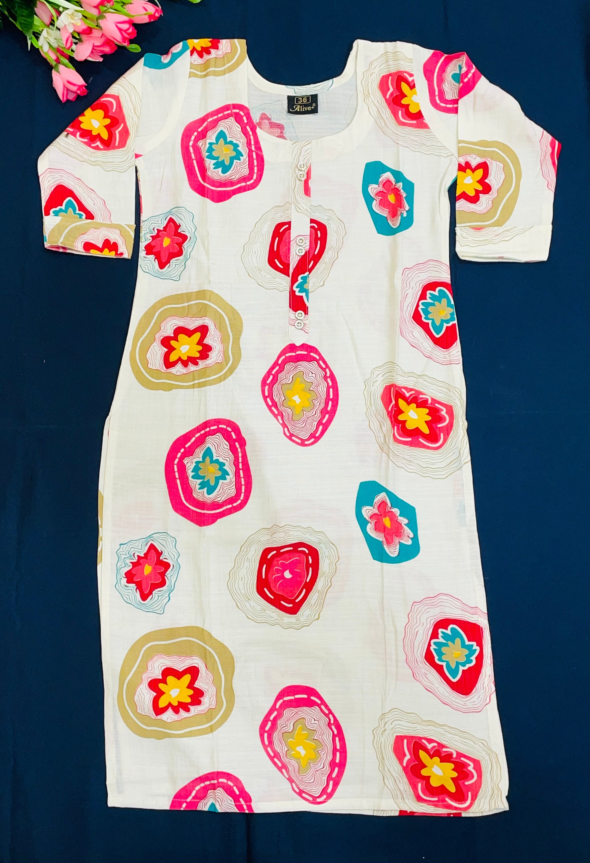 Exquisite MultiColored Rayon Kurti With Printed Work For Girls