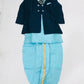 Charming Blue Colored Sherwani Jacket With Pearl Mala Sets For Boys