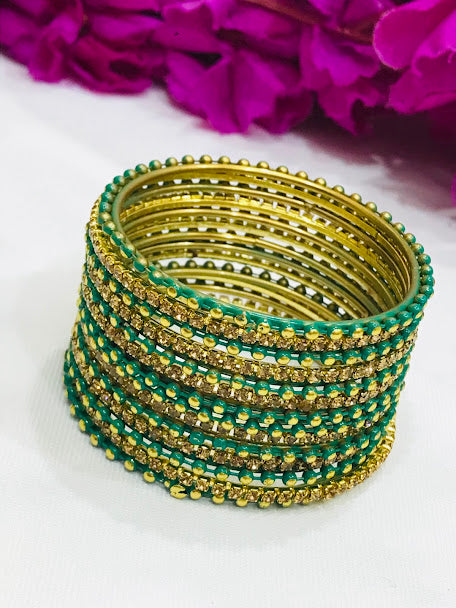 Beauteous Teal Green Color Metal Bangles In Peoria