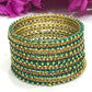 Beauteous Teal Green Color Metal Bangles Set For Girls