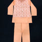 Gorgeous Pink Color Silk Cotton Sherwani Jacket With Pajama Pant For Boys