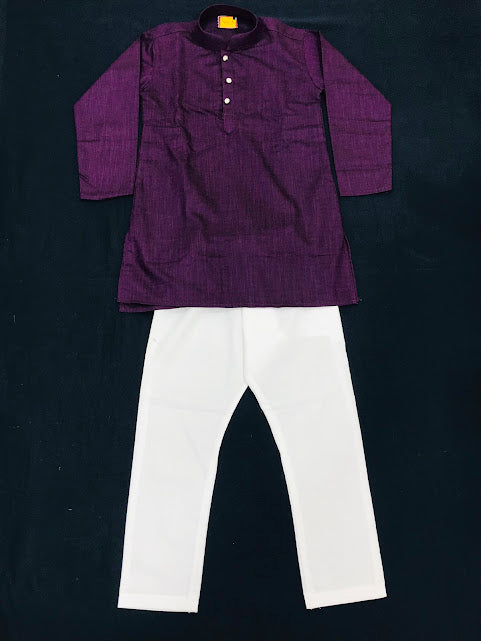 Appealing Purple Colored Kurta With Pajama Pant Sets For Boys