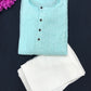 Sky Blue Colored Silk Cotton Kurta With Pajama Pant Sets Near Me