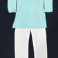 Charming Sky Blue Colored Silk Cotton Kurta With Pajama Pant Sets For Boys