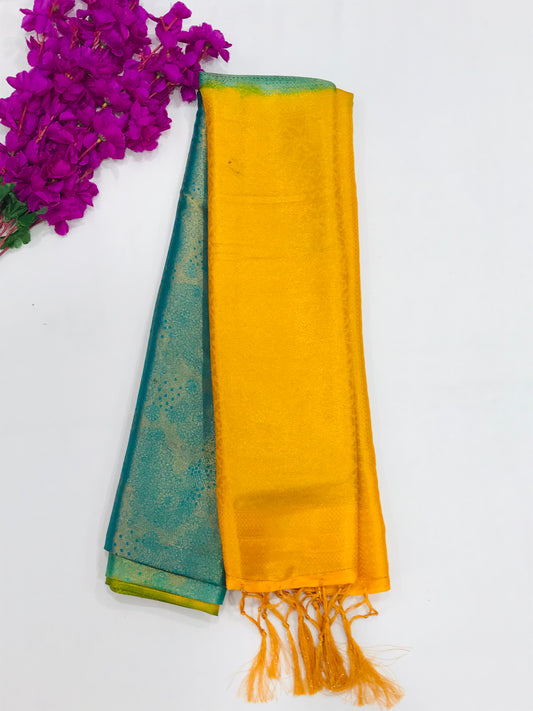 Gorgeous Dark Green Color Designer Soft Silk Saree With Contrast Pallu